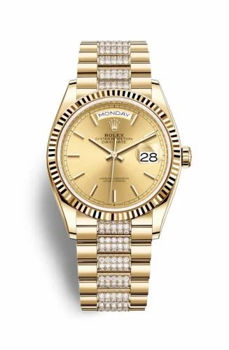 Rolex Day-Date 36 Yellow Gold / Fluted / Champagne / President - Diamond 128238-0046 (M128238-0046)